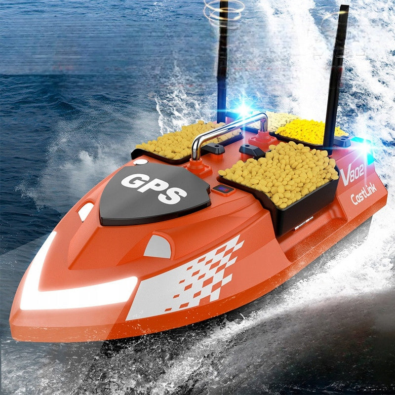 Bait boat V802 Pro GPS 4 tanks 500m orange 12000mAh Packaging status original