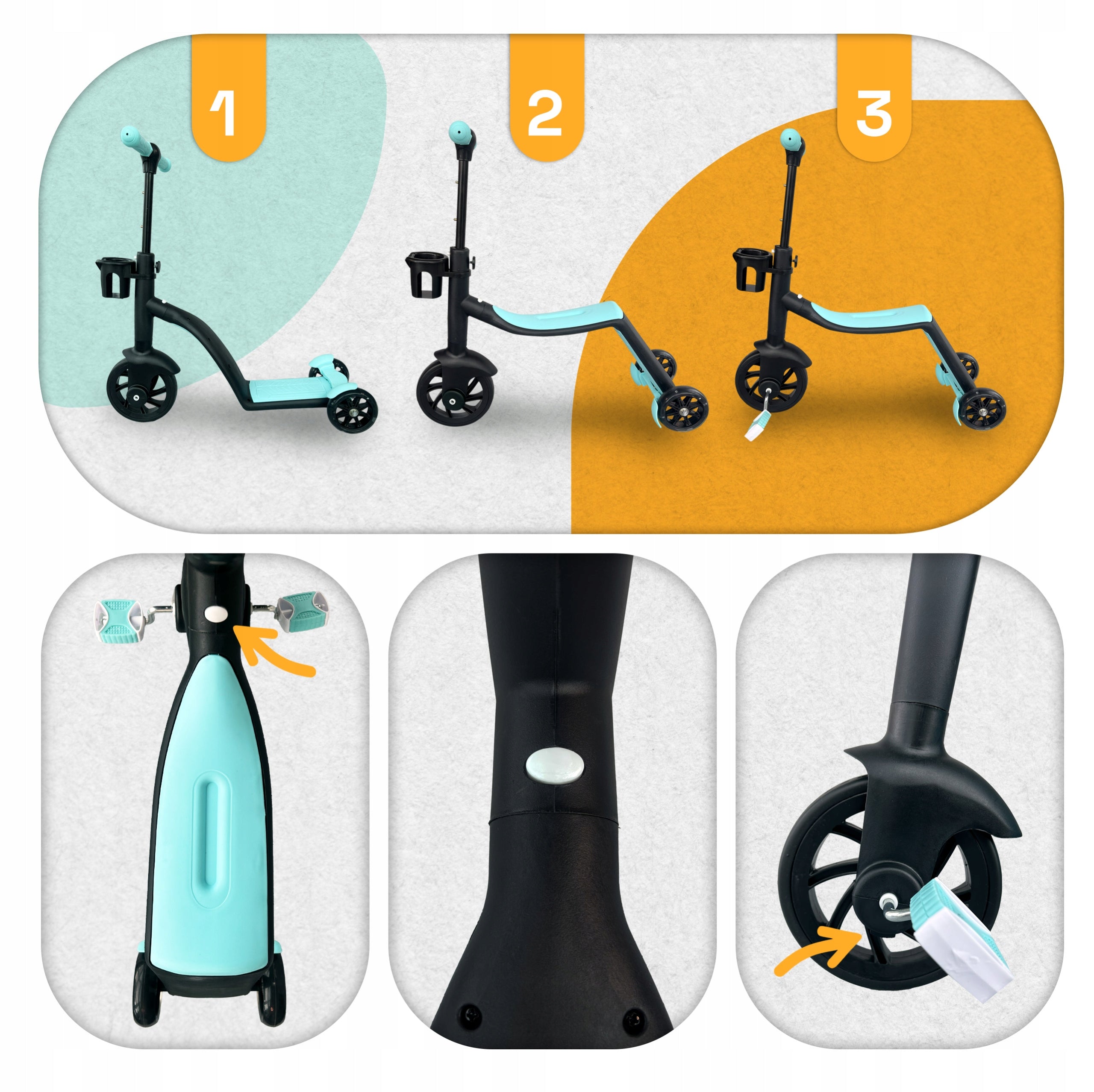 Balance bike 3in1 children's bike three-wheeled scooter PLAYIO Manufacturer code RUN-BIKE-PLAYIO