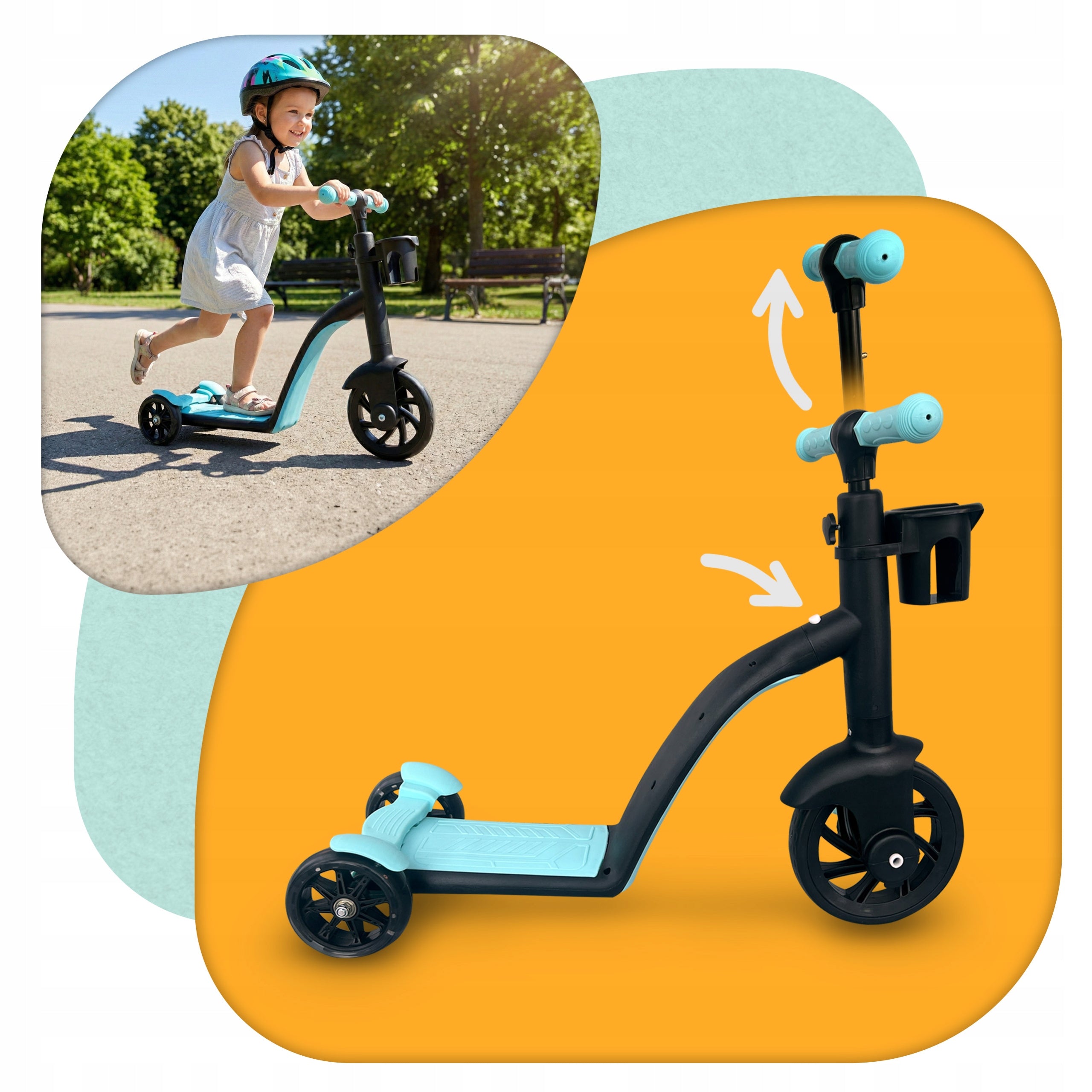 Balance bike 3in1 children's bike three-wheeled scooter PLAYIO Model RUN-BIKE-PLAYIO