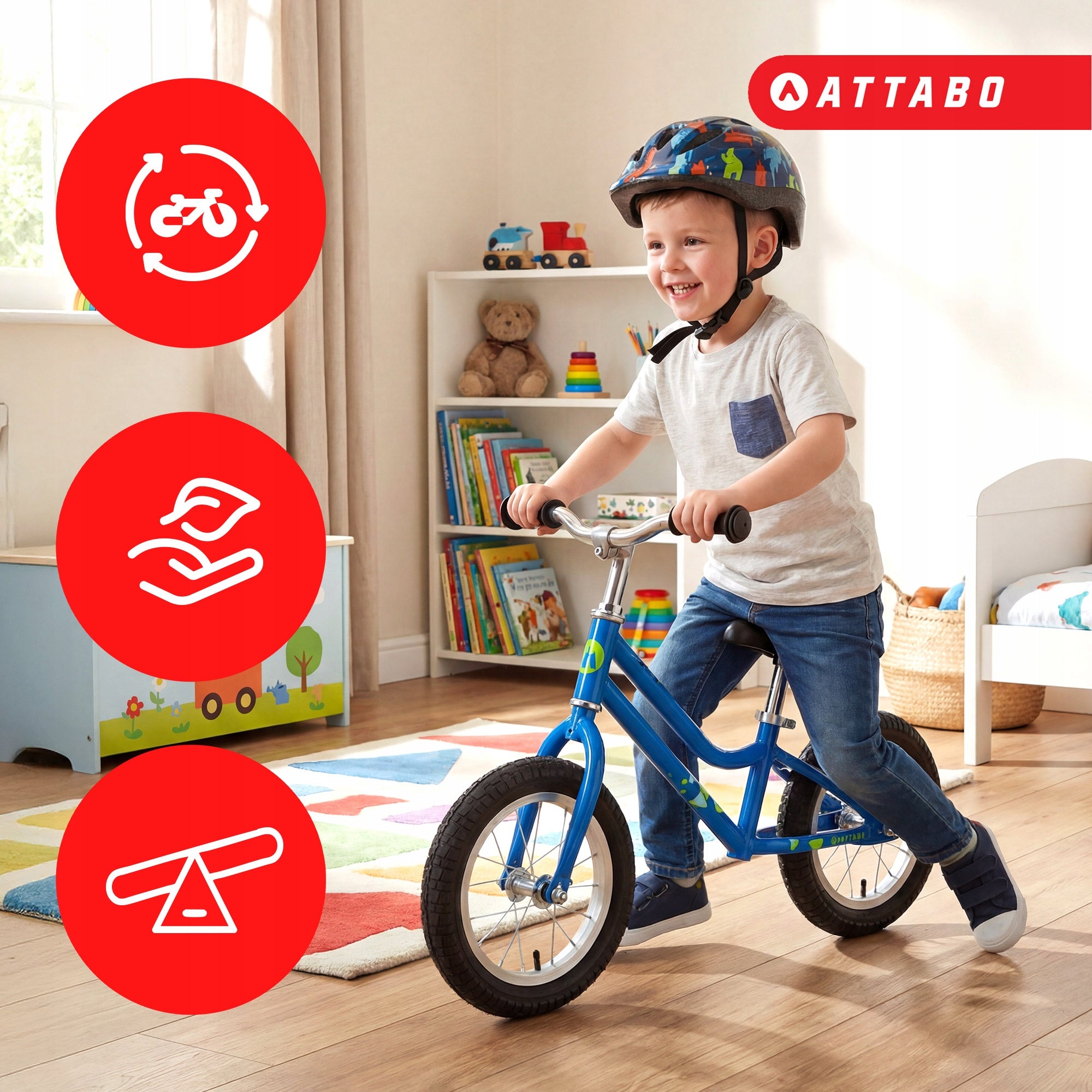 Balance bike ATTABO Ace 12" blue light Pneumatic tires adjustment Manufacturer code Ace 12"