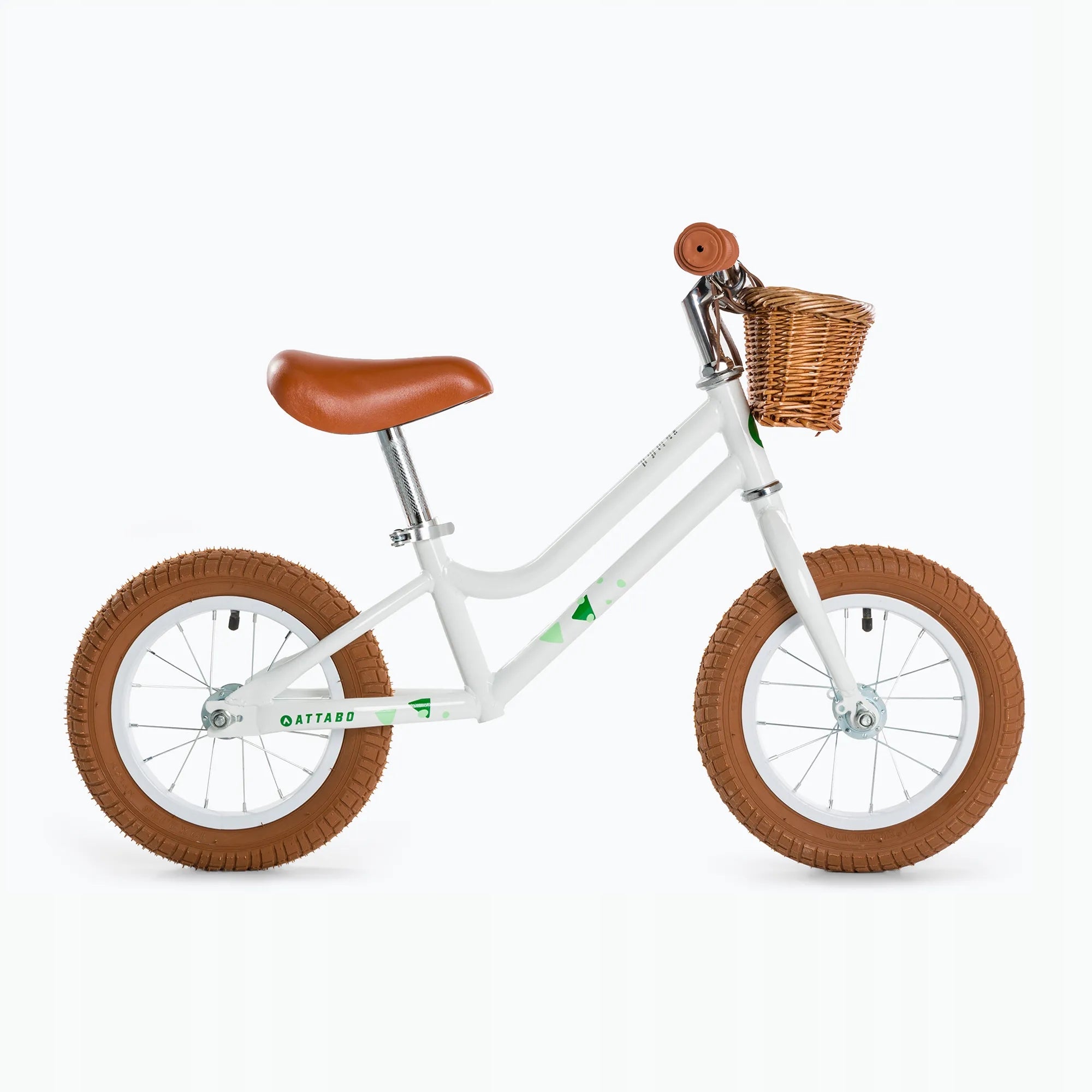 Balance bike ATTABO Ace 12" white light with basket for children Brand Attabo