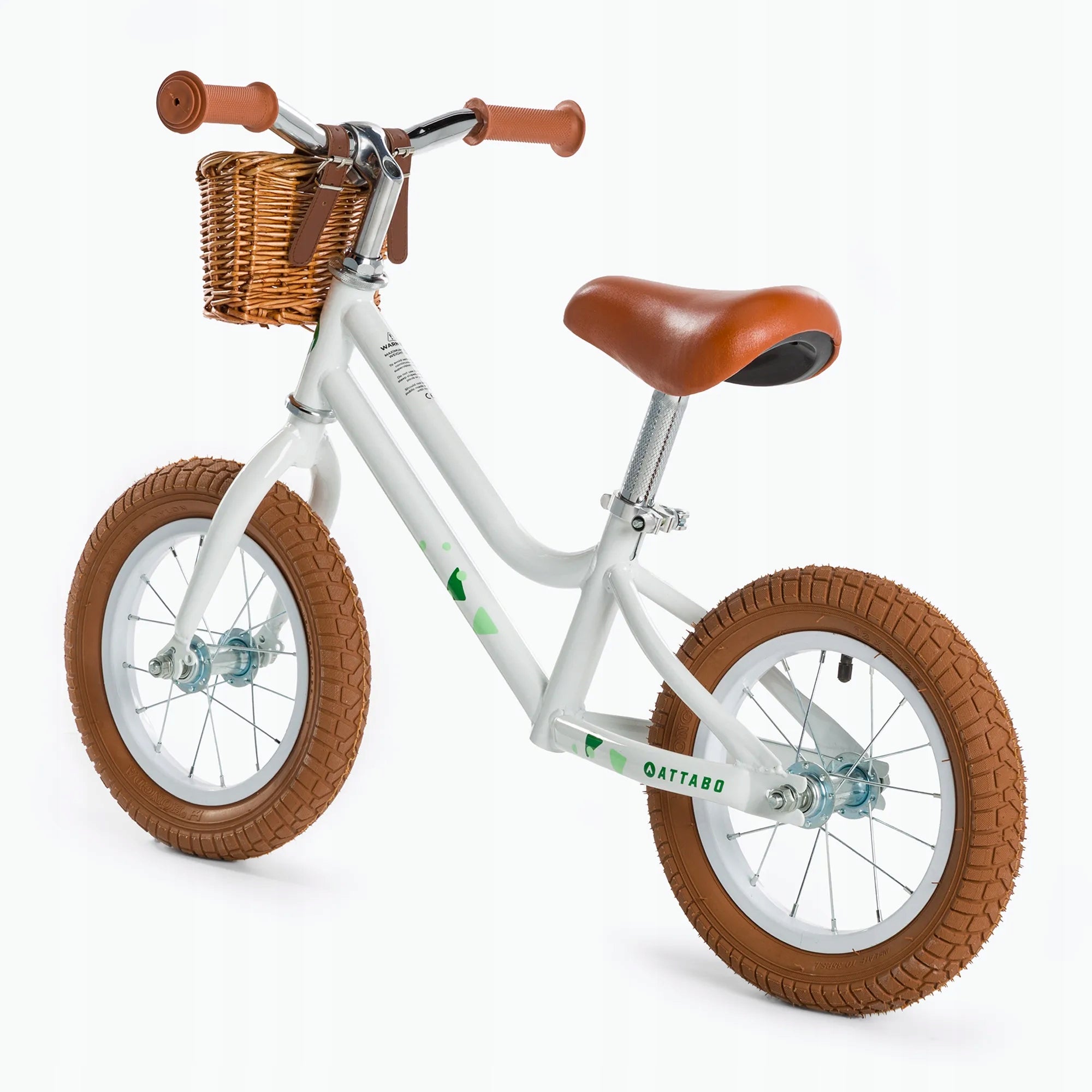 Balance bike ATTABO Ace 12" white light with basket for children Manufacturer code Ace 12"