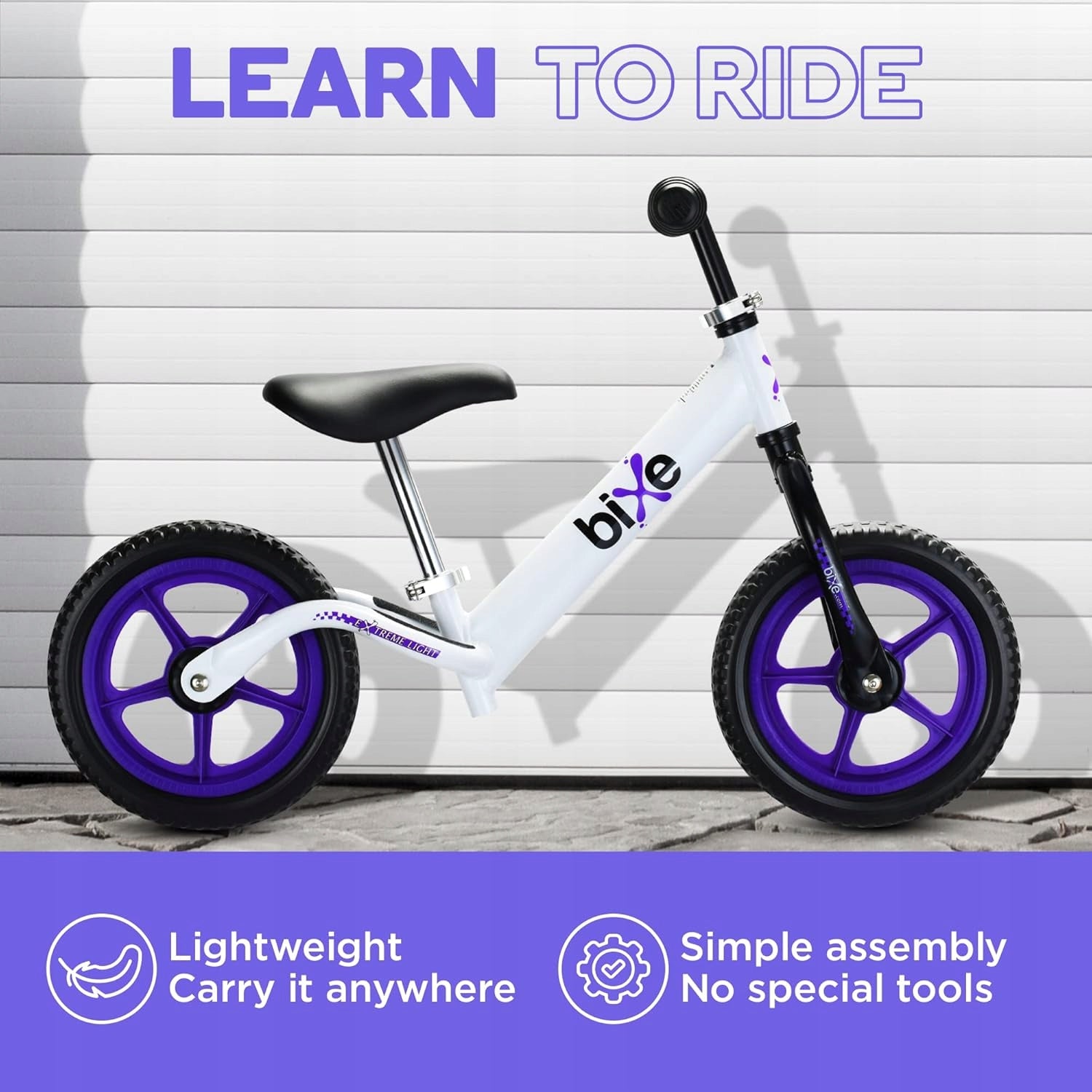 Balance bike BIXE 12" ultralight 2kg Aluminium 2-5 years + Korbo pads Height 85–105 cm