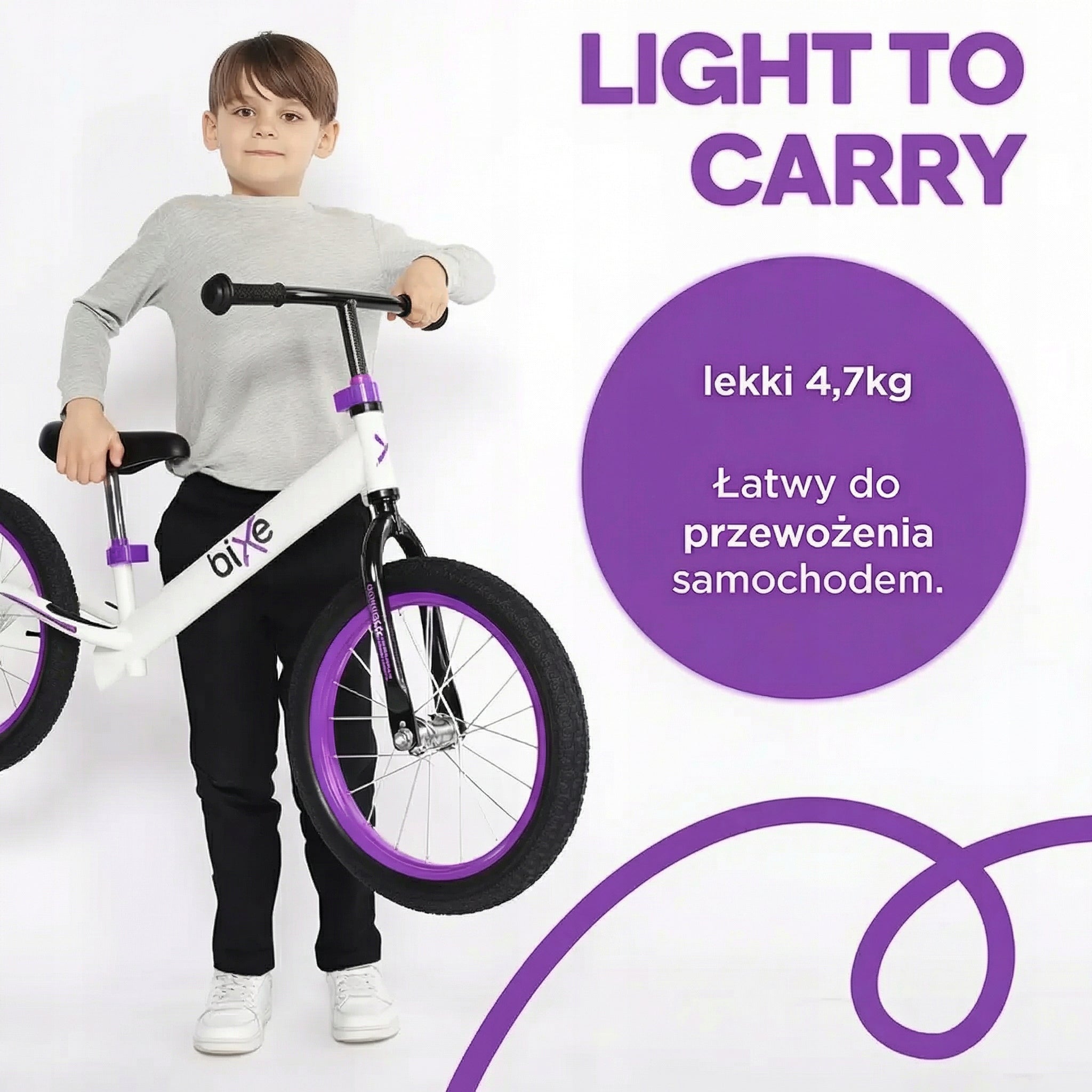 Balance bike Bixe 16" ULTRA LIGHT 4kg children 4-9years white alu adjustable Model Via1