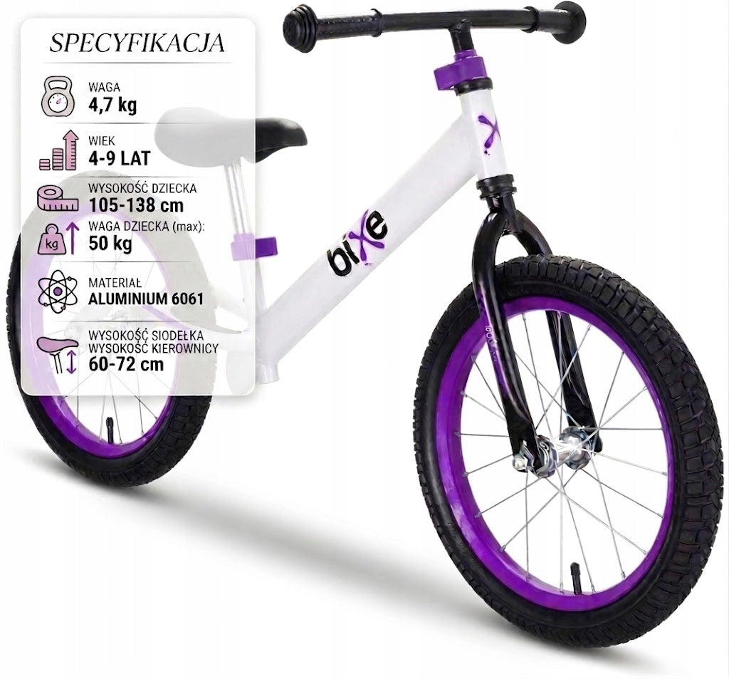 Balance bike Bixe 16" ULTRA LIGHT 4kg children 4-9years white alu adjustable Packaging status original