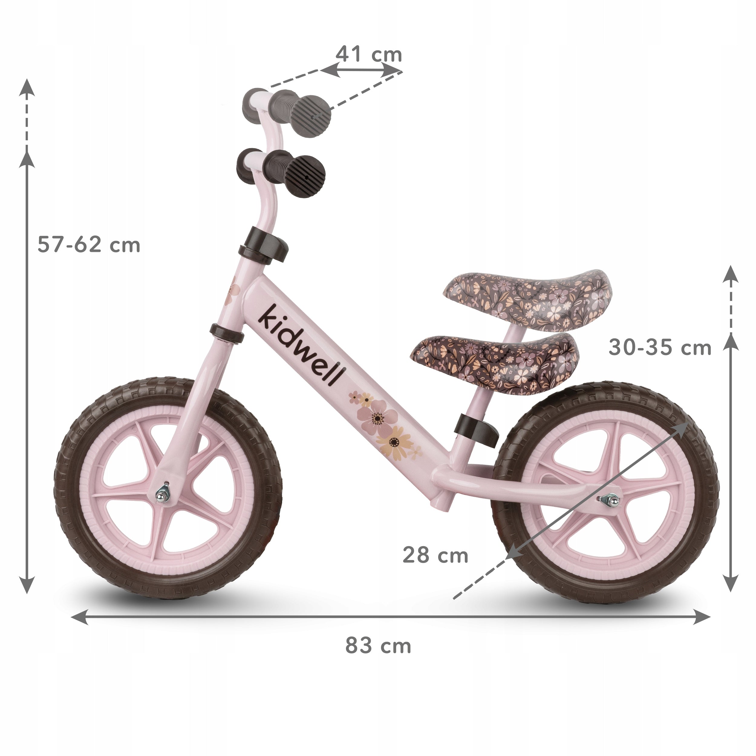 Balance bike Kidwell Rebel FLOWER flowers pink Color beige pink