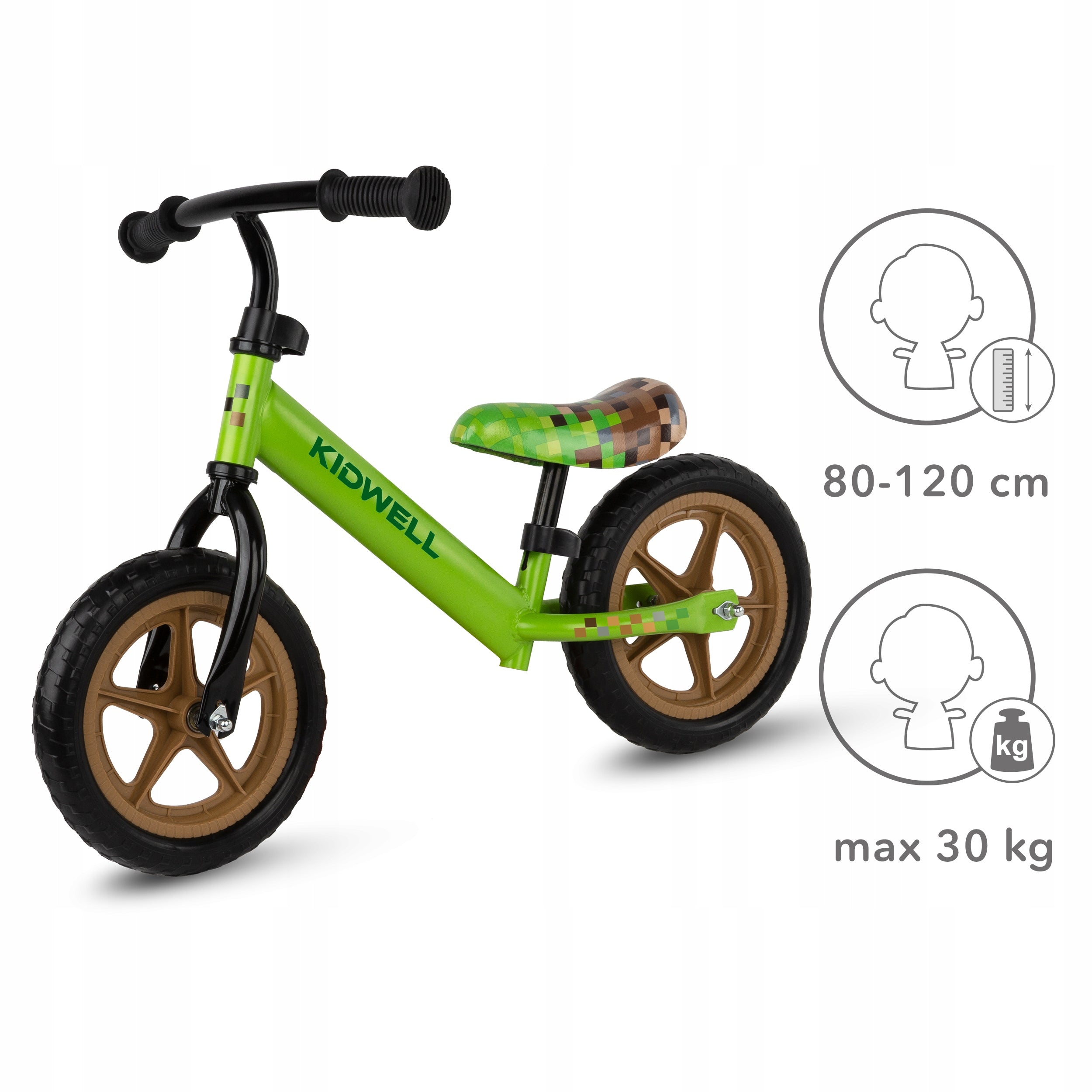 Balance bike Kidwell Rebel GAME green game Height 80–120 cm