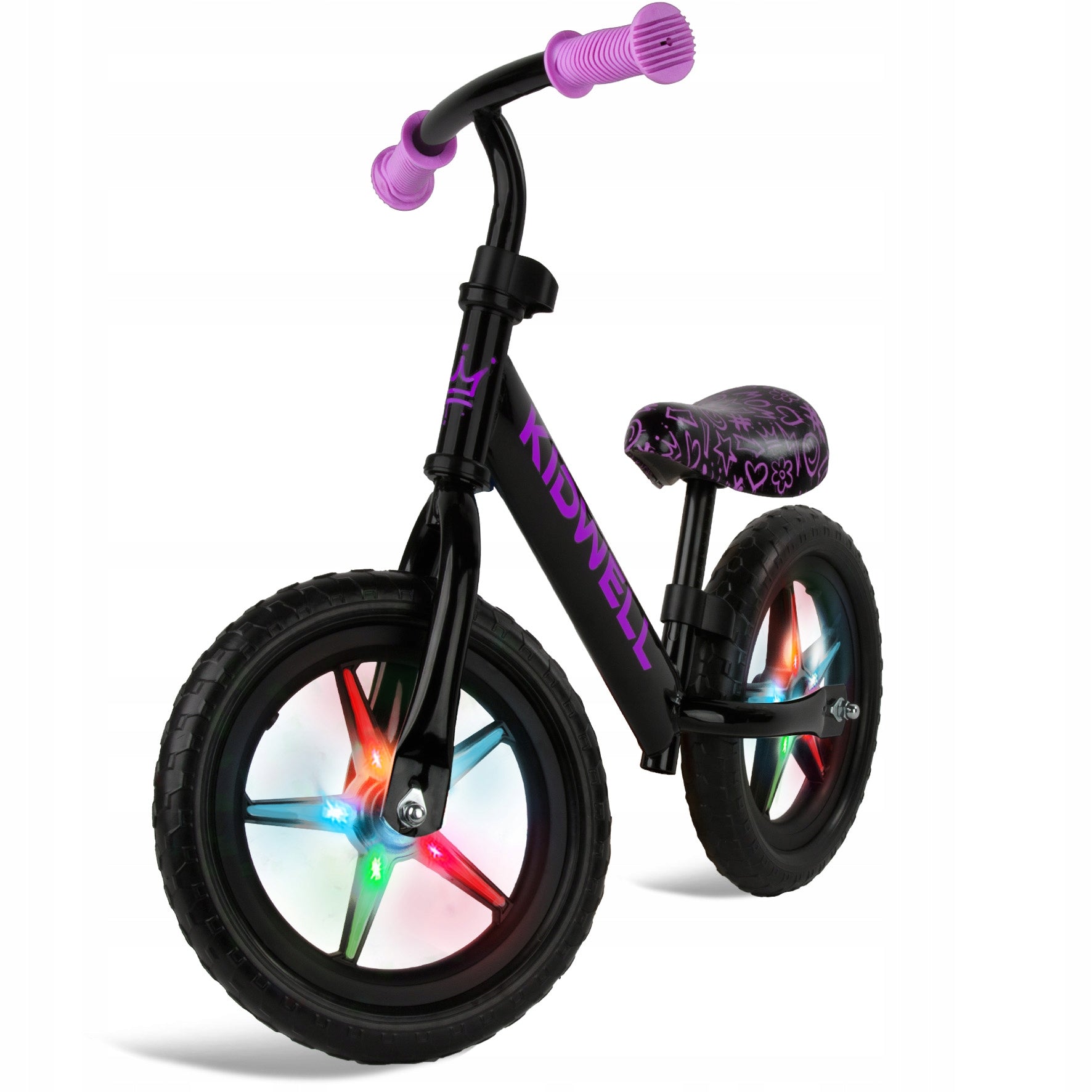 Balance bike Kidwell Rebel LED 12" NEON PINK black, pink Kid's age 2+ years