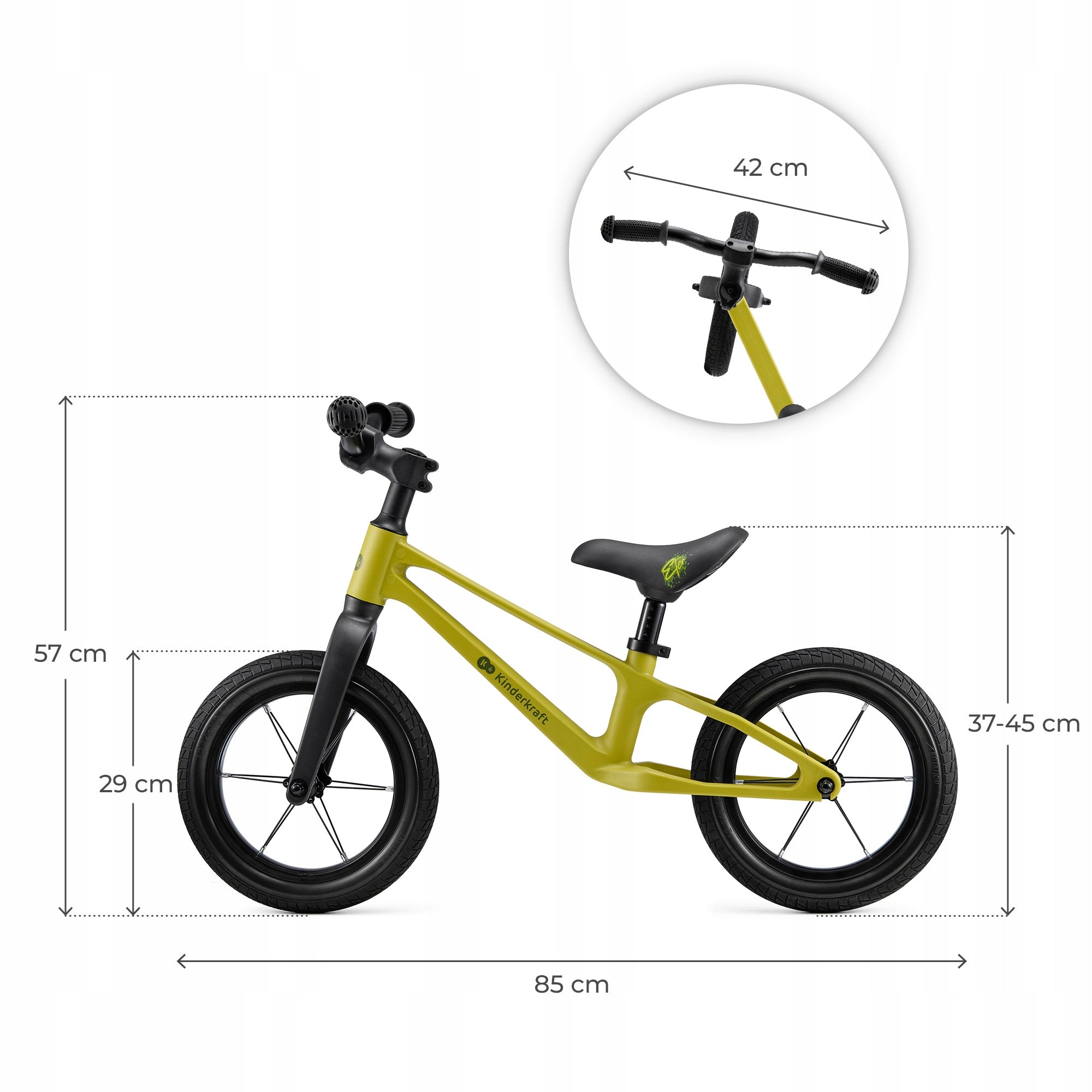Balance bike Kinderkraft ETER 12" black, yellow Kid's age 2+ years