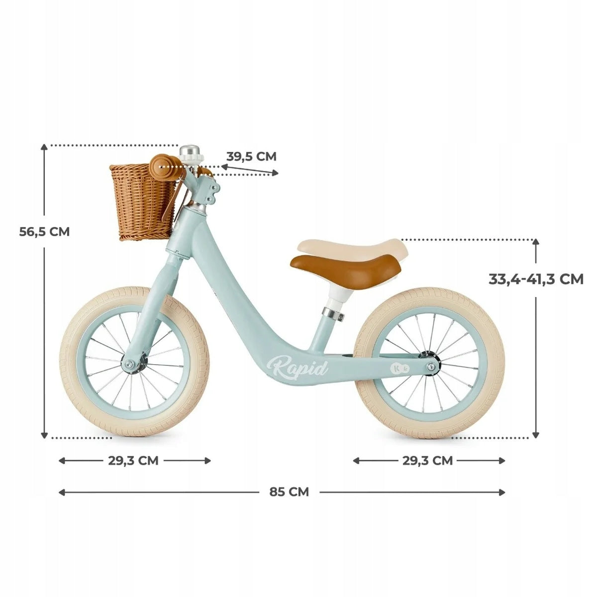 Balance bike Kinderkraft RAPID MAGNESIUM RETRO BASKET RUBBER WHEELS Kid's age 2+ years