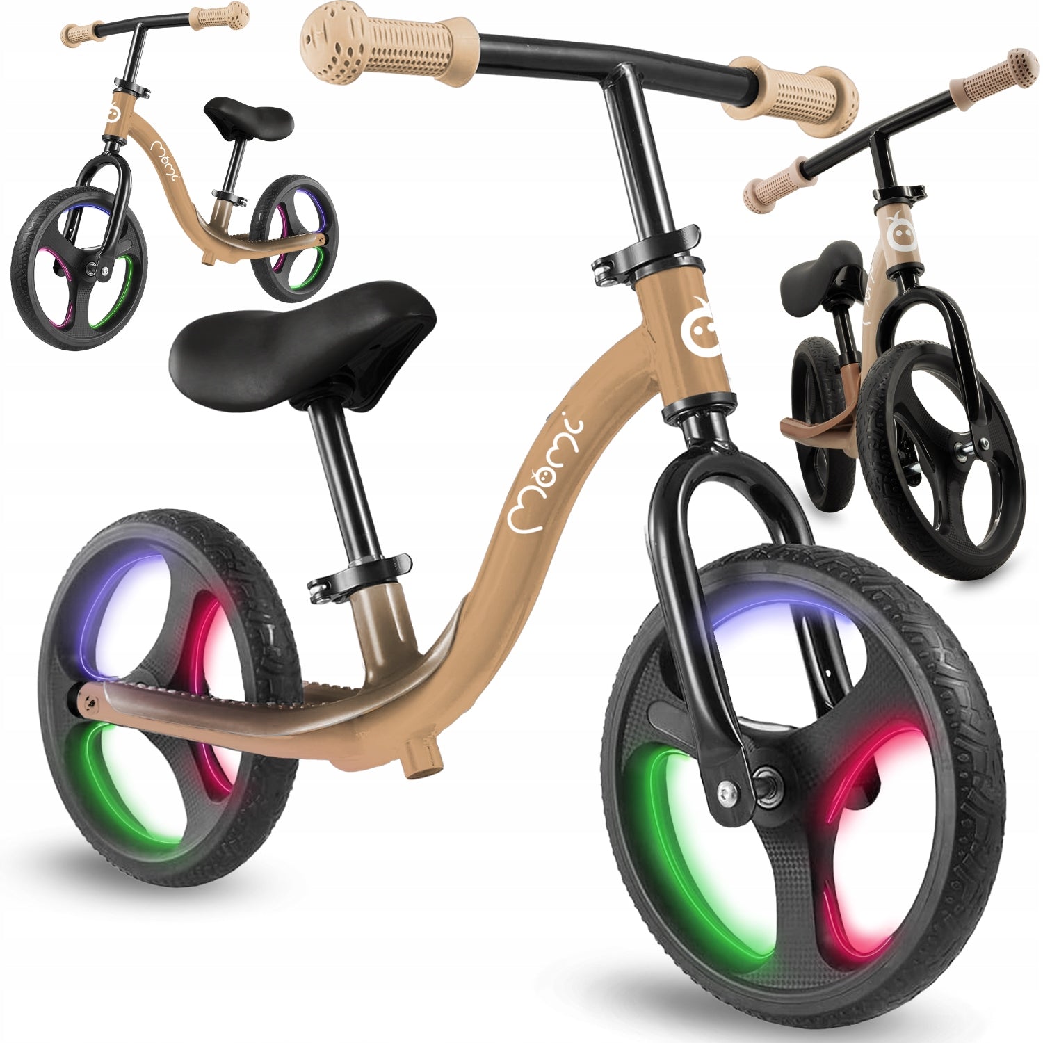 Balance bike MoMi ISOKA beige - light LED wheel adjustment for 2 years
