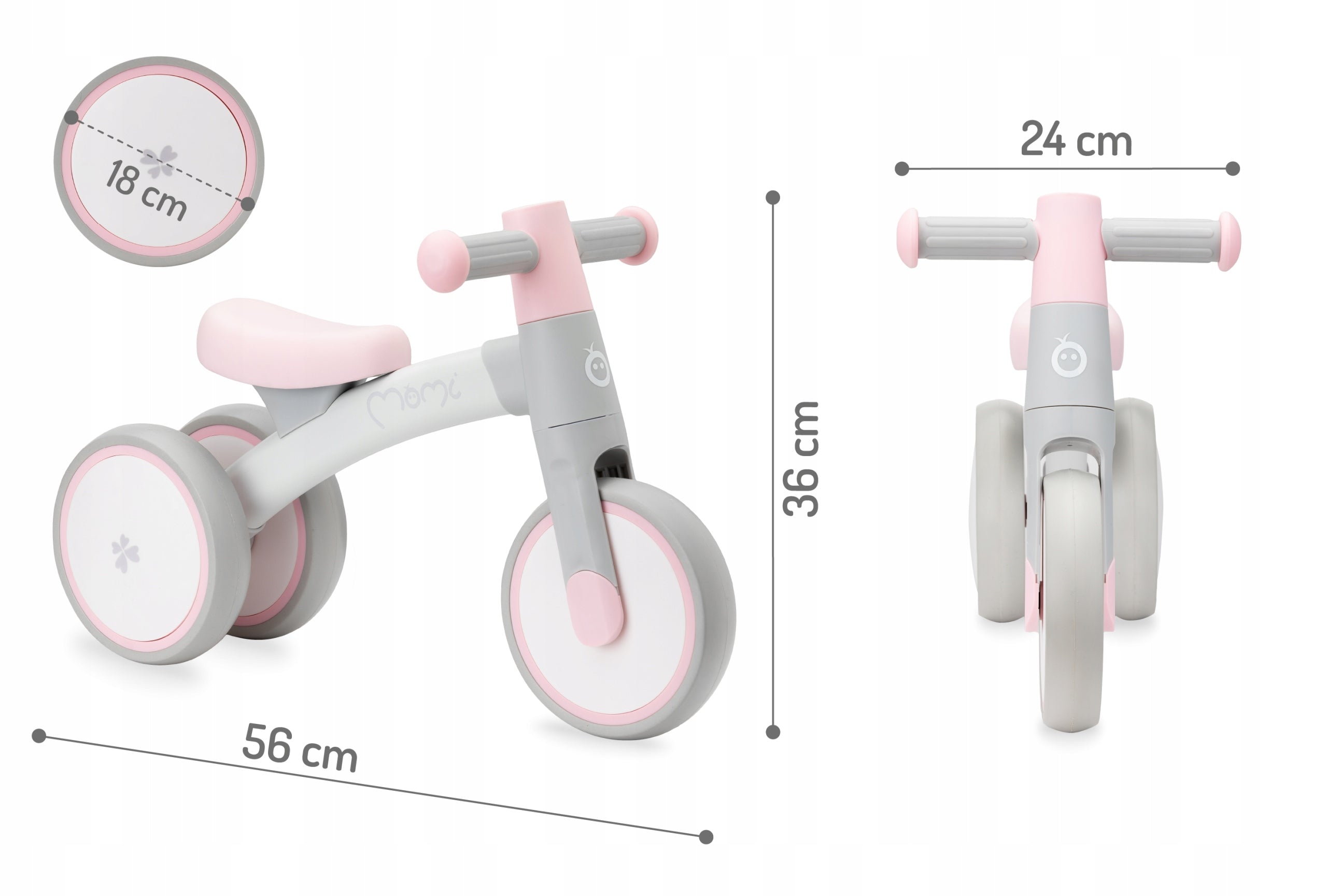 Balance bike MoMi TEDI pink - from 1 year lightweight aluminum to 20kg Frame Aluminum