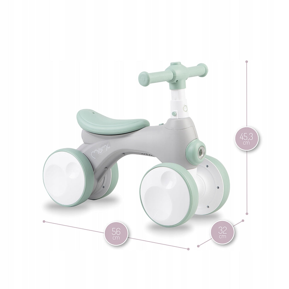 Balance bike MoMi TOBIS green - from 2 years light horn light up to 20kg Manufacturer code ROBI00043