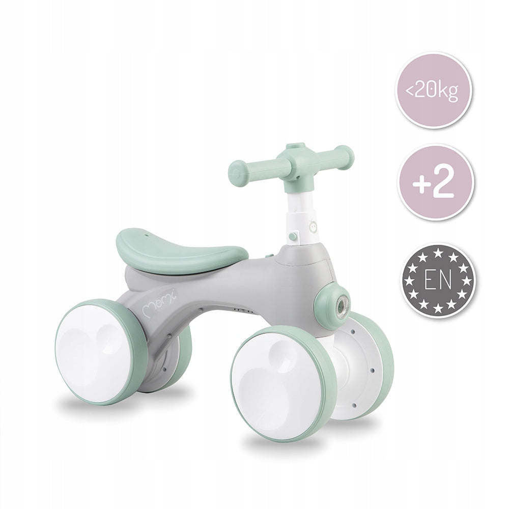 Balance bike MoMi TOBIS green - from 2 years light horn light up to 20kg Packaging status original