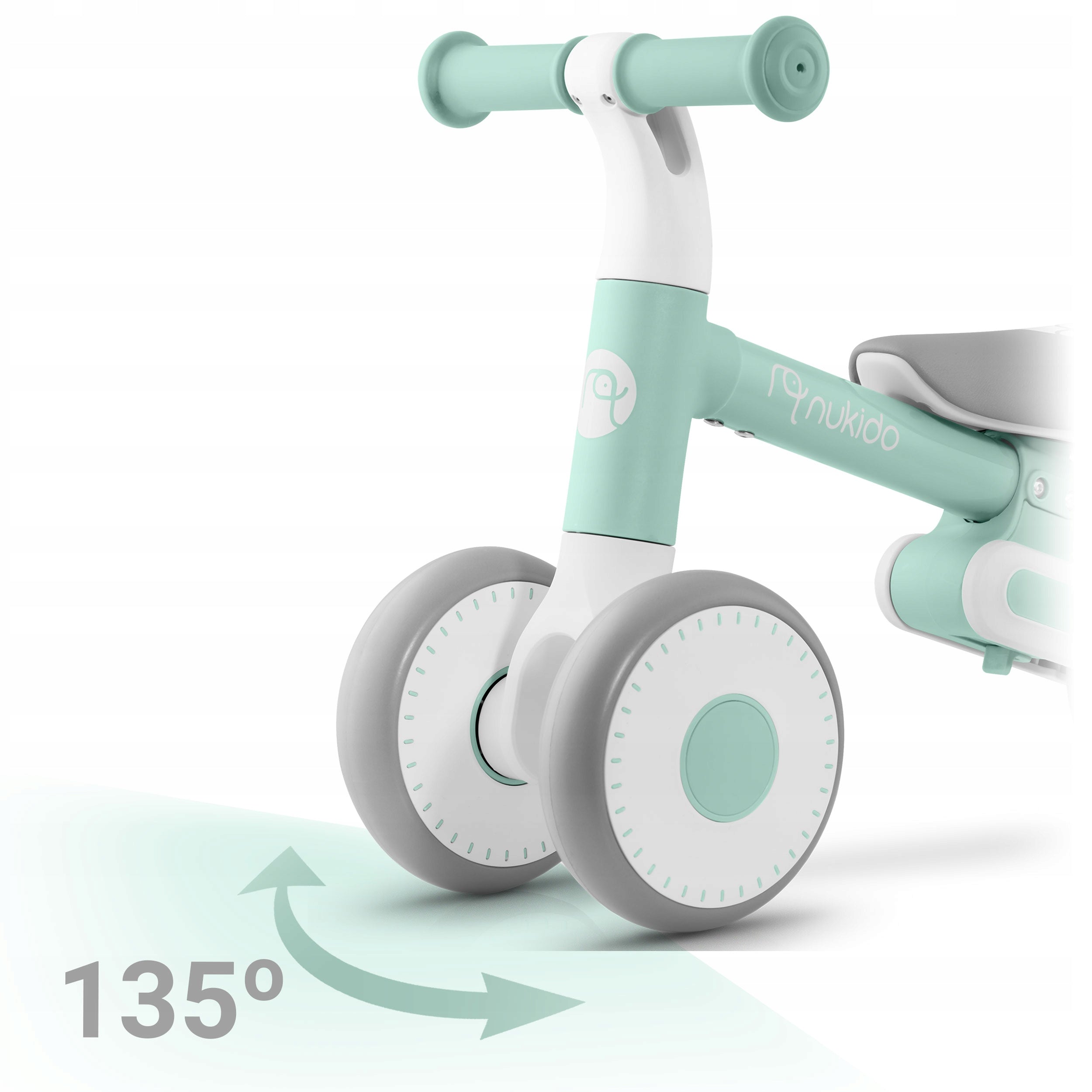 Balance bike tricycle children's rider light Nukido Color white gray green