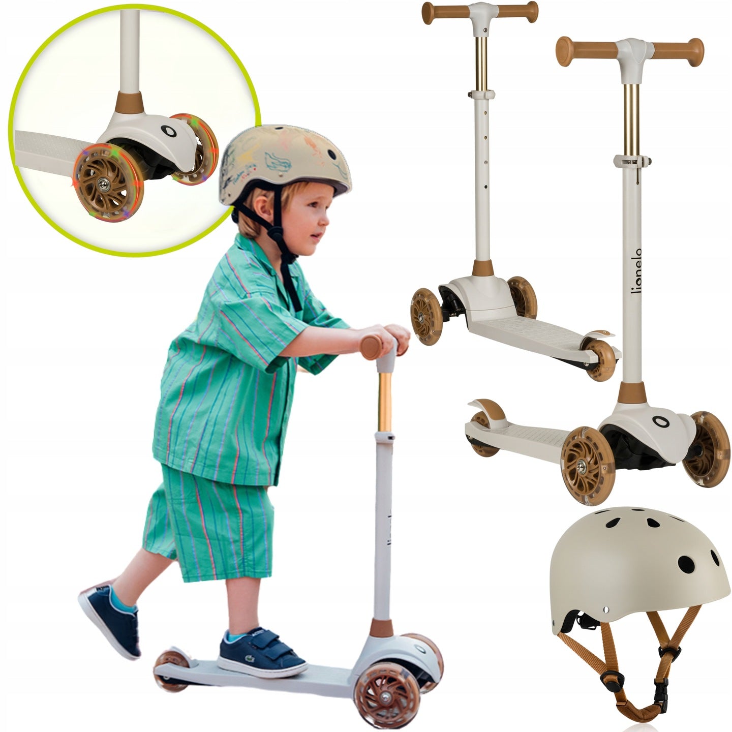 Balance scooter three-wheeled LED WHEELS Lionelo Jessy SET WITH HELMET Packaging status original