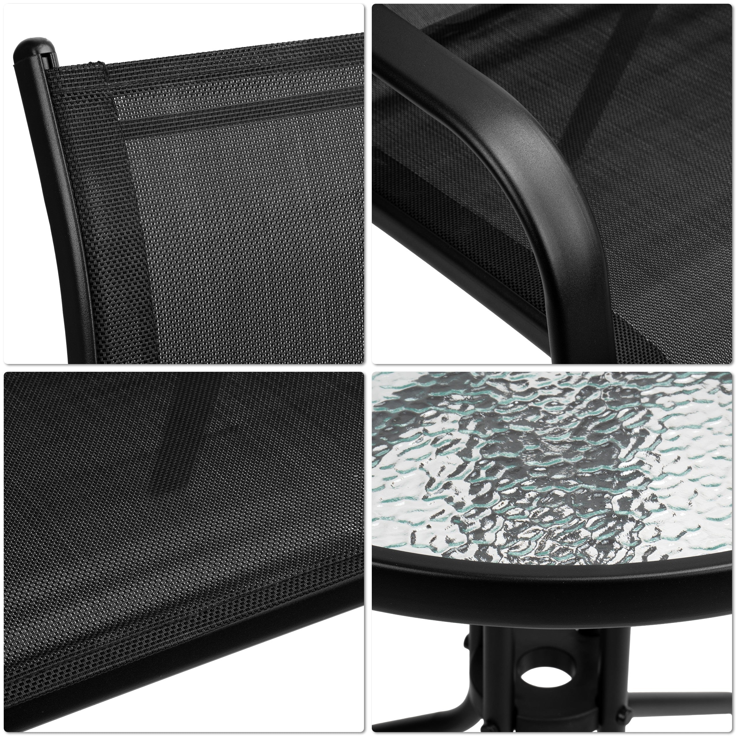 Balcony Furniture Set Black 2 Pers Chairs Table Terrace Garden Small Balcony Number of items in the set 3