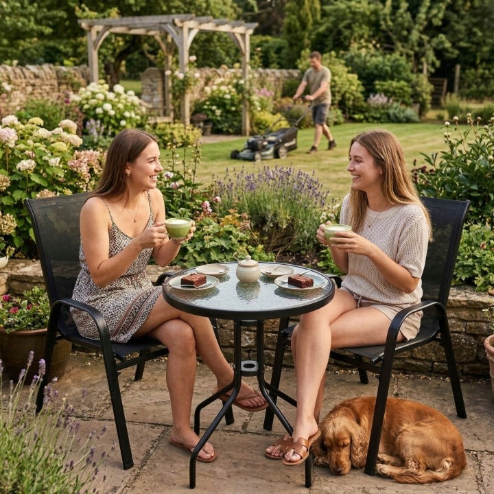 Balcony Furniture Set of 2 Pers Chairs Table Terrace Garden Black Small Balcony Number of items in the set 3