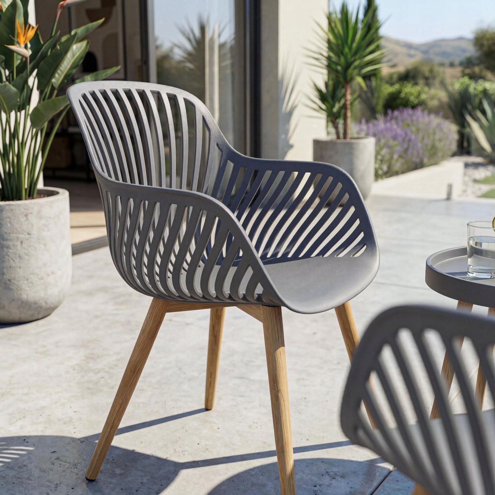 Balcony Garden Furniture Set 2+1 Table + Chairs Wood Style For Terrace For coffee set