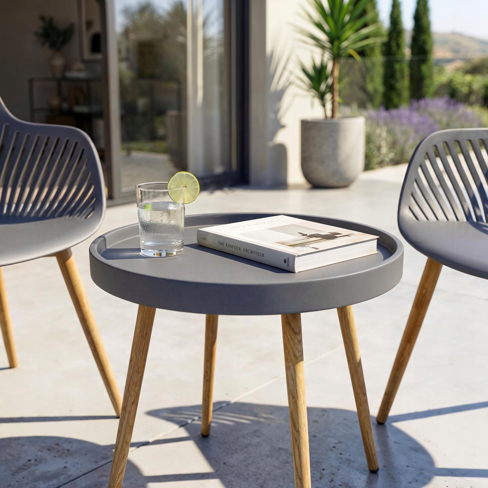 Balcony Garden Furniture Set 2+1 Table + Chairs Wood Style For Terrace Number of people 2