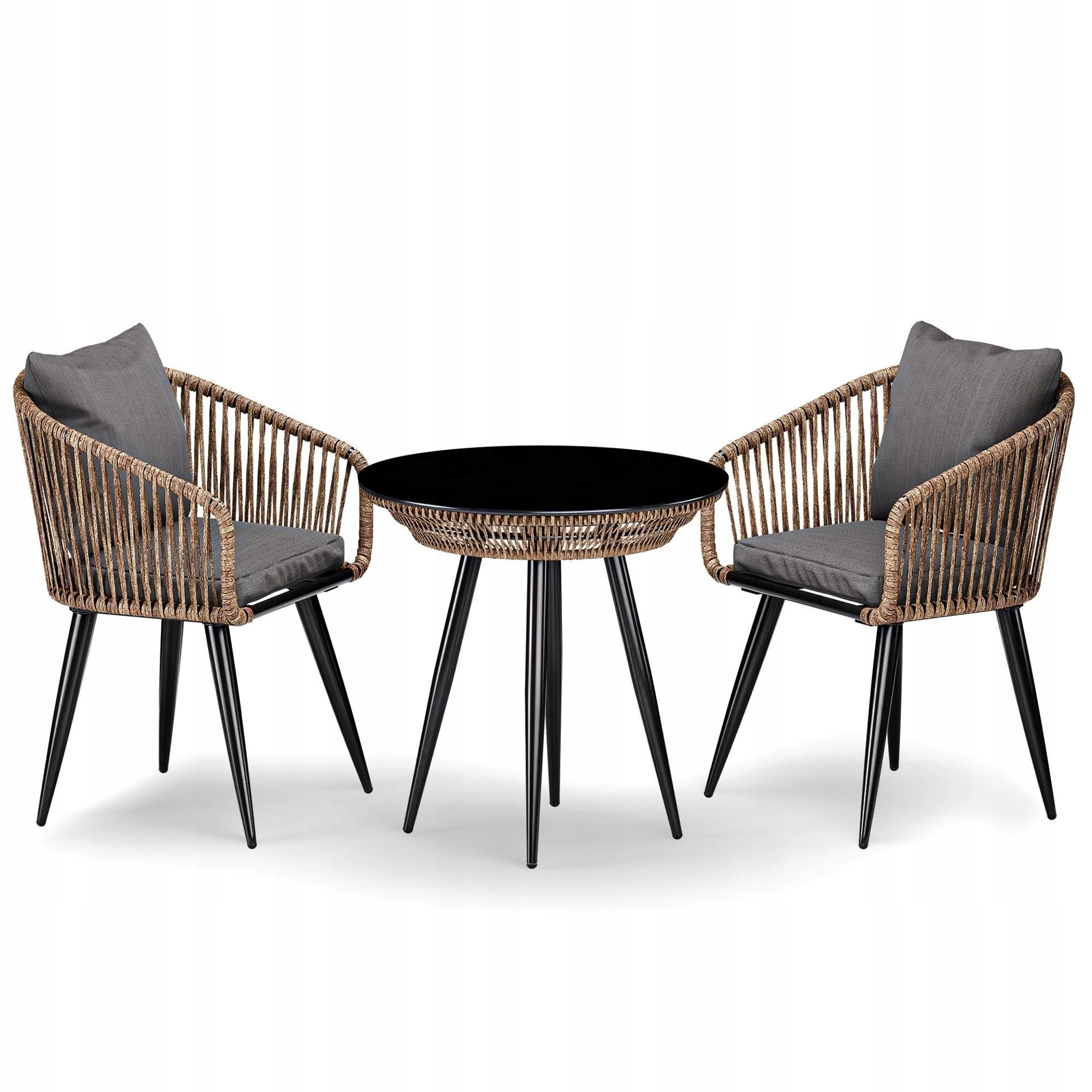 Balcony Garden Furniture Set Dining Table + 2 Technorattan Armchairs