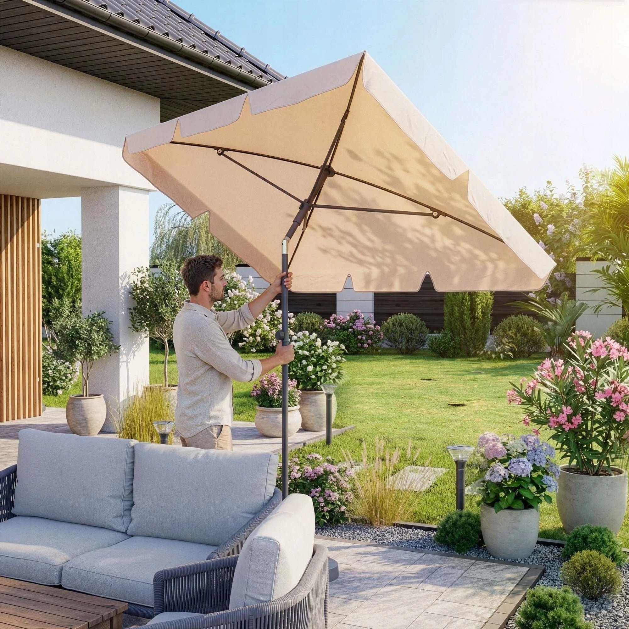 Balcony Garden Umbrella Folding Slope Adjustment Cover Packaging status original