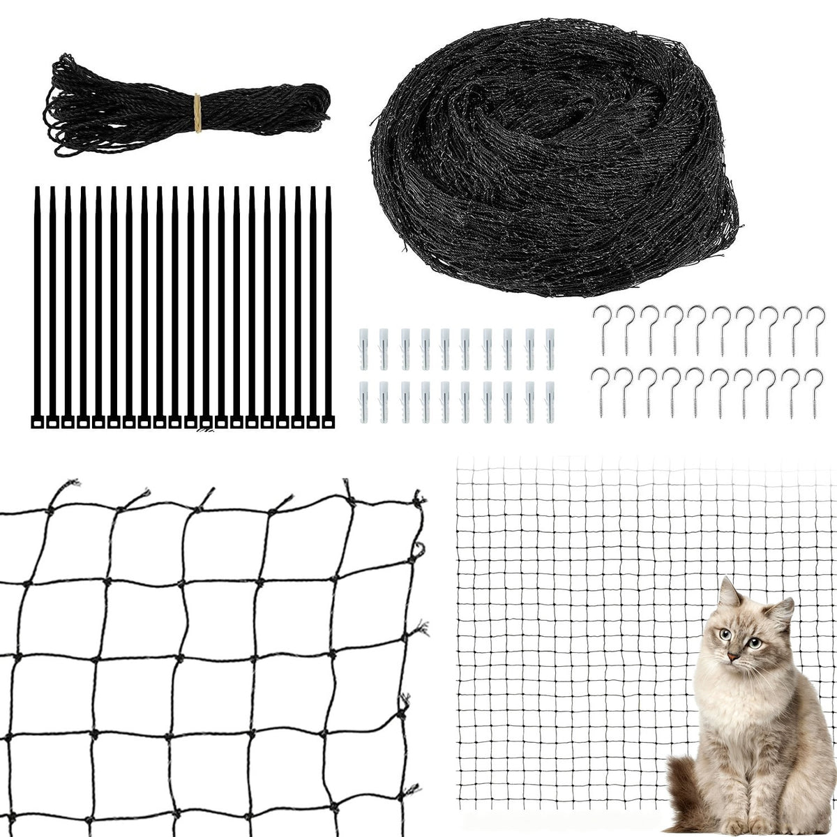 Balcony Net For Cat Set For Stairs Railing Nylon Terrace 8x3m