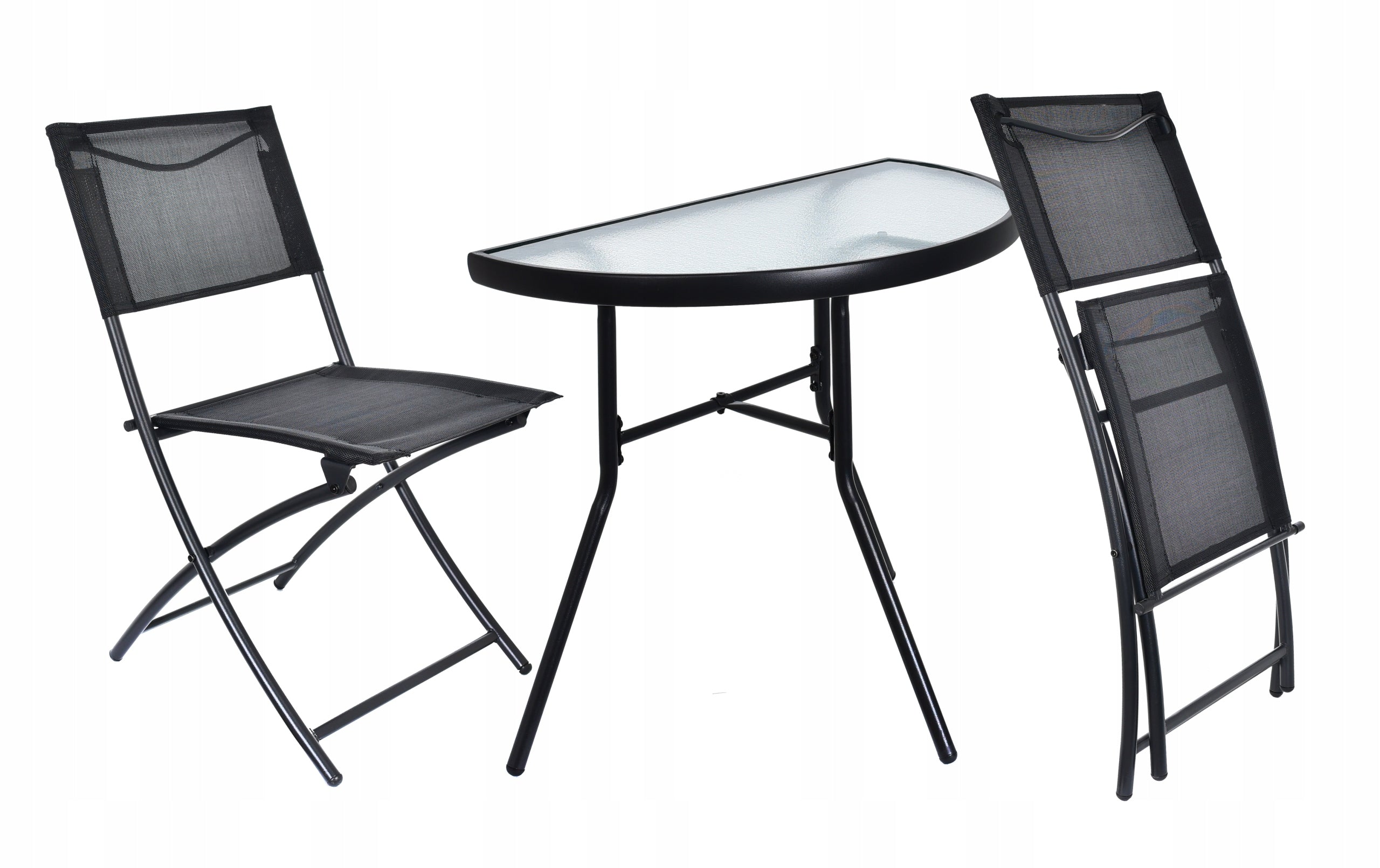 Balcony furniture Garden Terrace Set TABLE 2 CHAIRS folding black table Main material metal