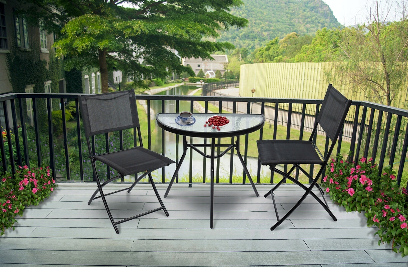 Balcony furniture Garden Terrace Set TABLE 2 CHAIRS folding black table Packaging status original