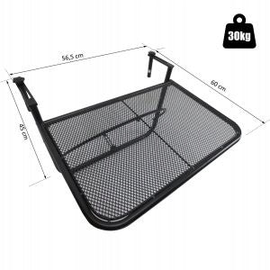 Balcony hanging table adjustable metal black 60x565x45cm Brand no brand