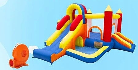 Ballsea Inflatable Castle XXL - blower, slide, tunnel and wall 3-8 years Kind Inflatable