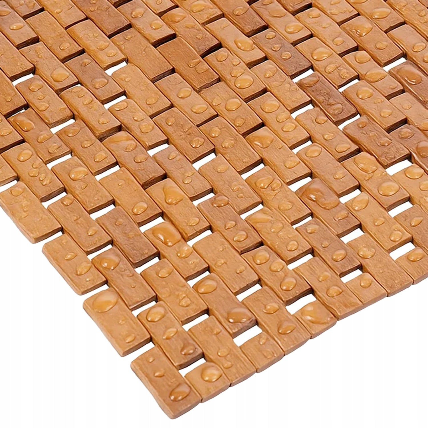 Bamboo Bathroom Mat Wooden Shower Rug Waterproof 80x50 Shape rectangle