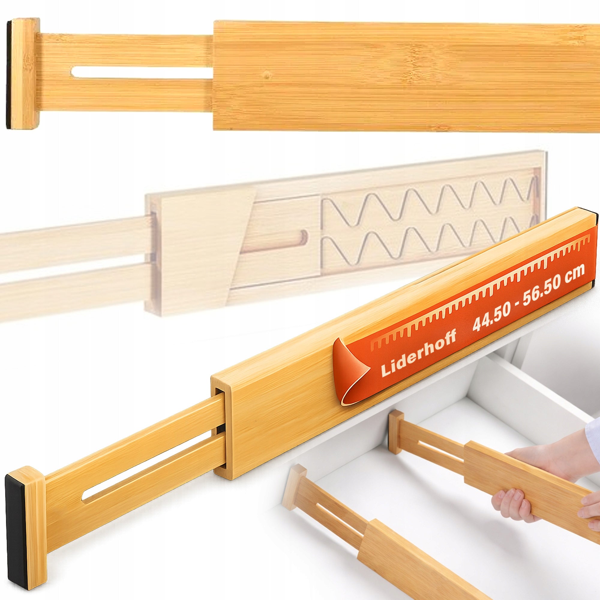 Bamboo Drawer Organizer Adjustable Compartment Separator 1 Pack