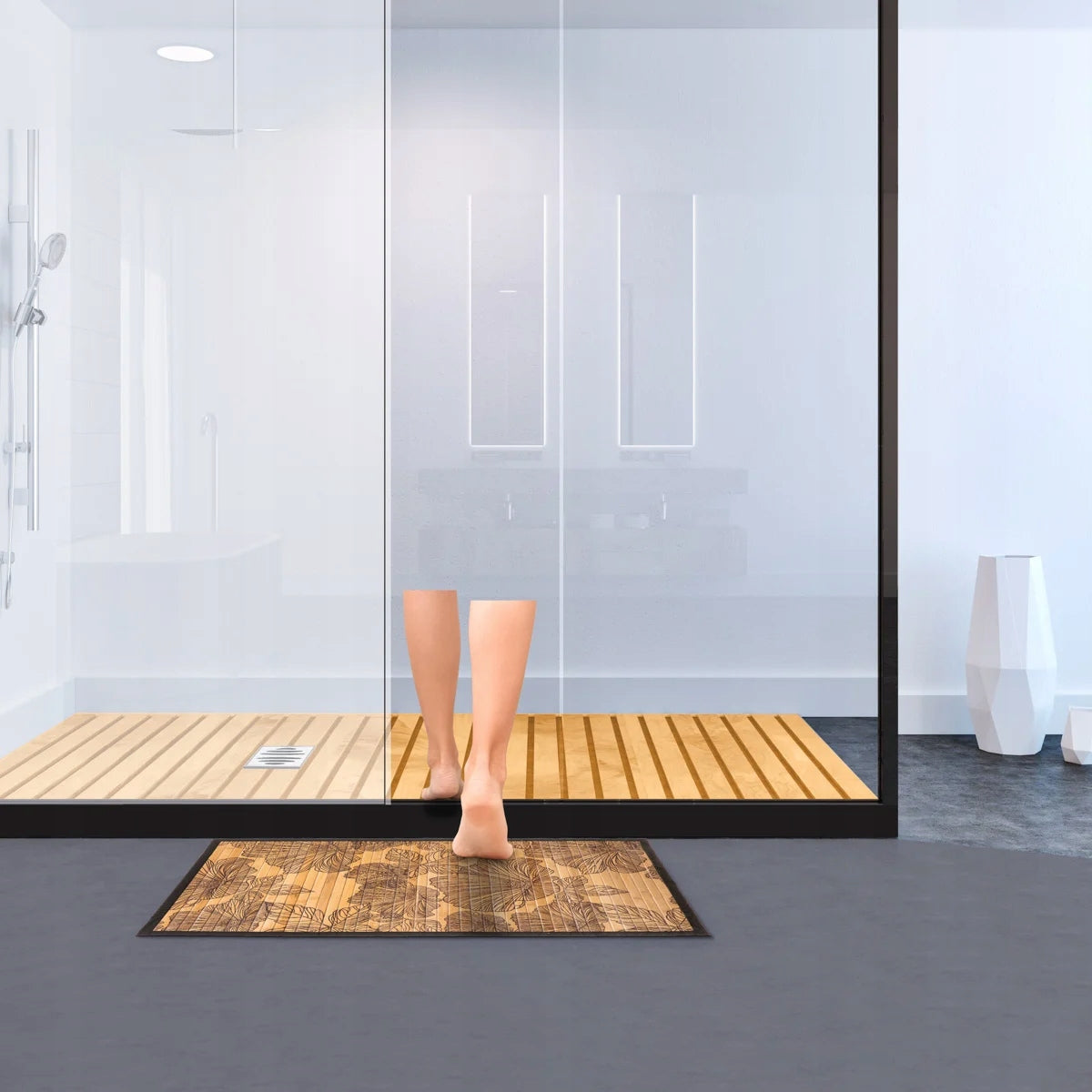 Bamboo Rug Anti-Slip Bathroom Mat Natural Pad 50x80 Brand 5five Simply Smart
