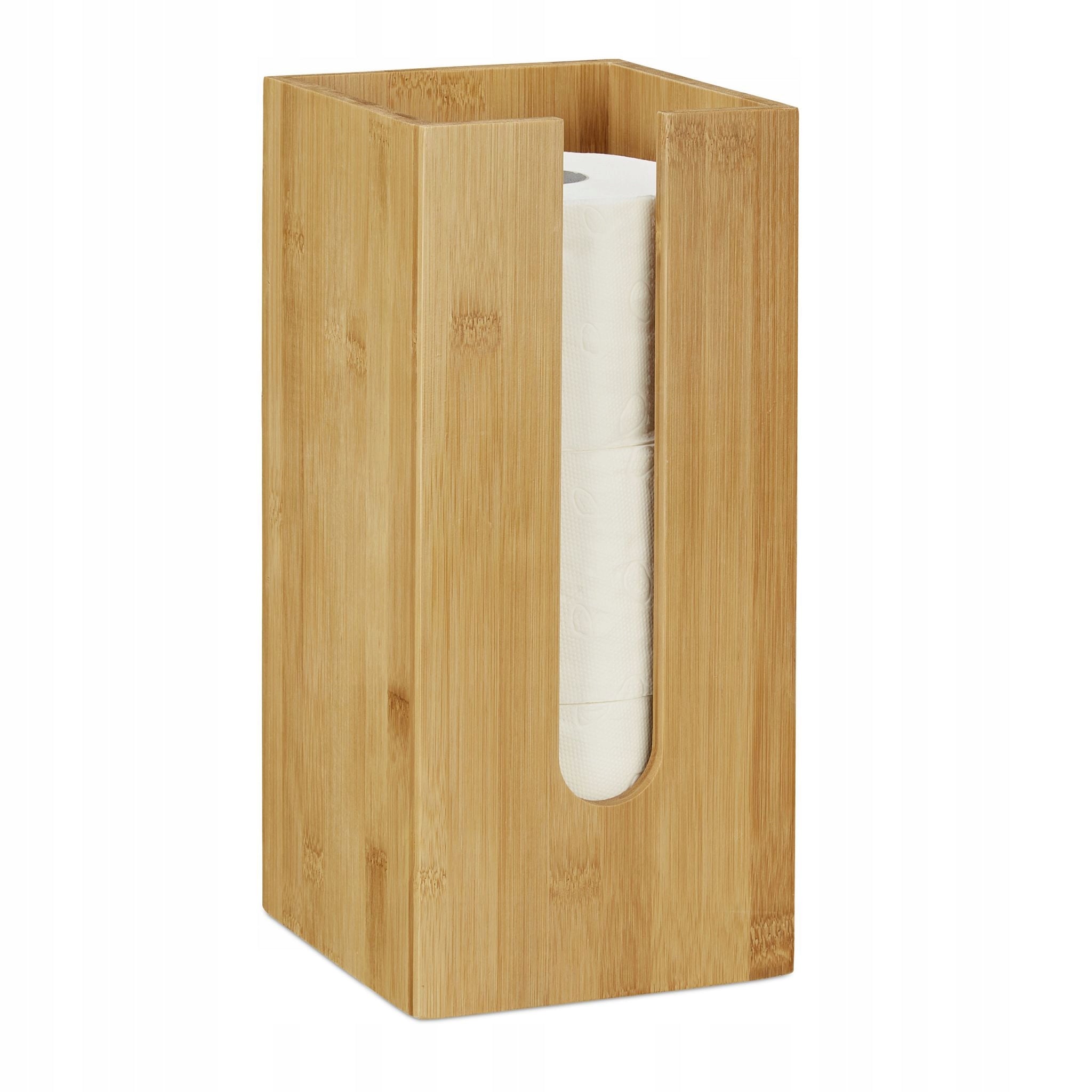 Bamboo Standing Toilet Paper Container