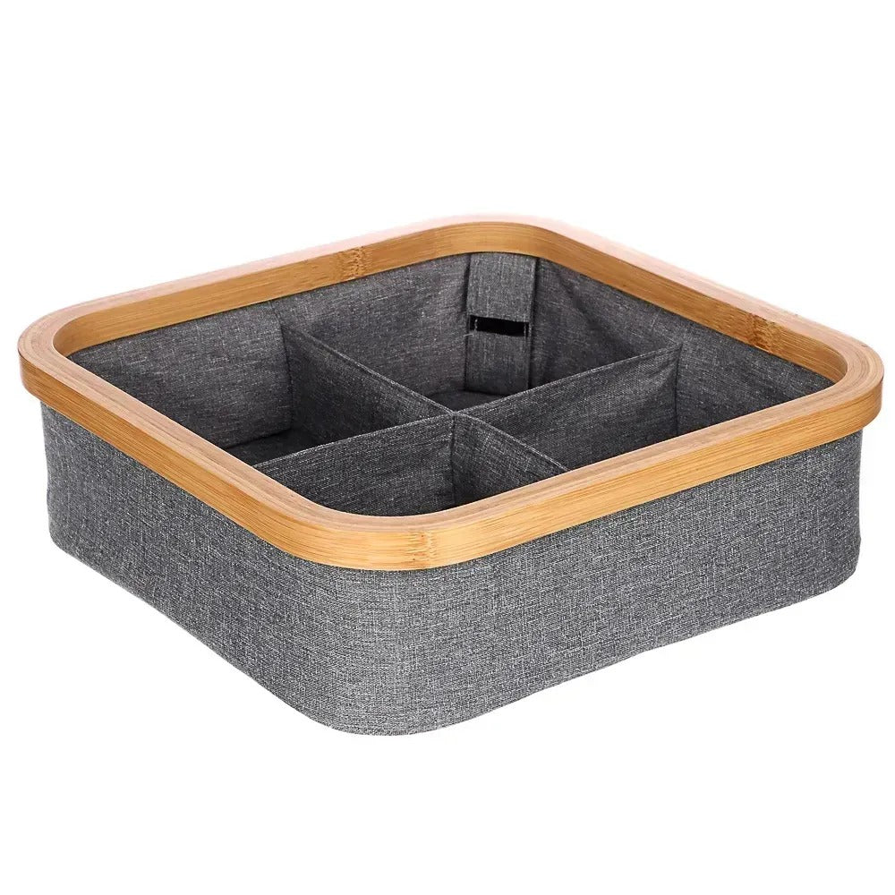 Bamboo Storage Organizer with 4 Compartments and Lid EAN (GTIN) 0603563002728