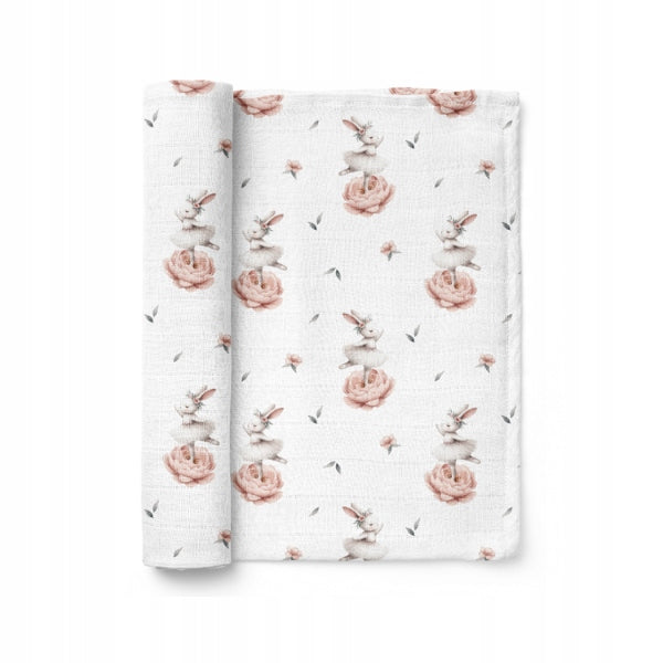 Bamboo baby diaper Bocioland, 110cm x 110cm, Bunnies, 1 pc.