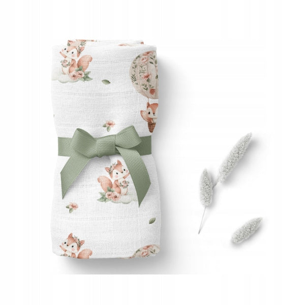 Bamboo diaper for baby Bocioland, 75cm x 75cm, Squirrels, 1 pc. Packaging status original