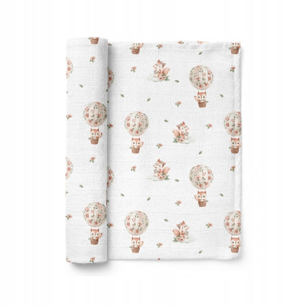 Bamboo diaper for baby Bocioland, 75cm x 75cm, Squirrels, 1 pc.