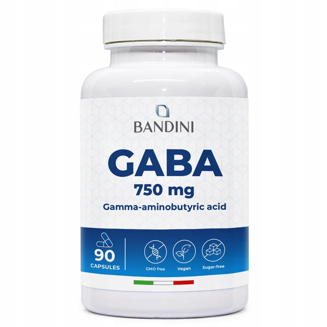 Bandini GABA 750mg per capsule - 90 capsules - Reduces stress, anxiety