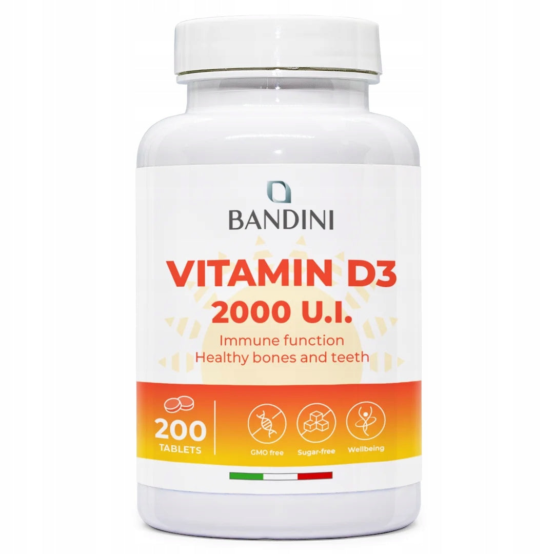 Bandini Vitamin D | 2000 IU/50 mcg Vitamin D3 Cholecalciferol 200 Tablets
