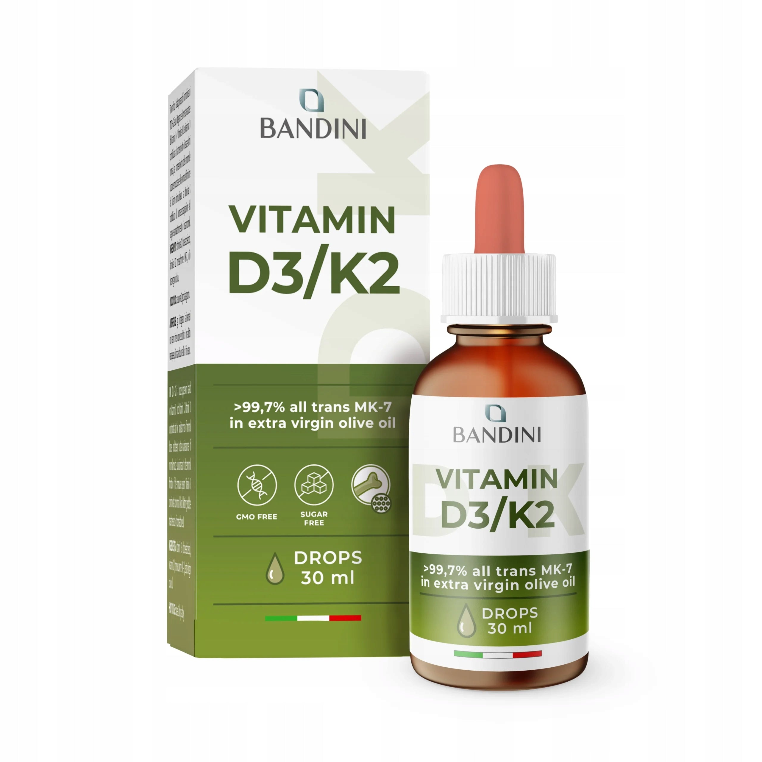Bandini Vitamin D3+K2 drops, cholecalciferol 1000 IU in a drop+vitamin K2
