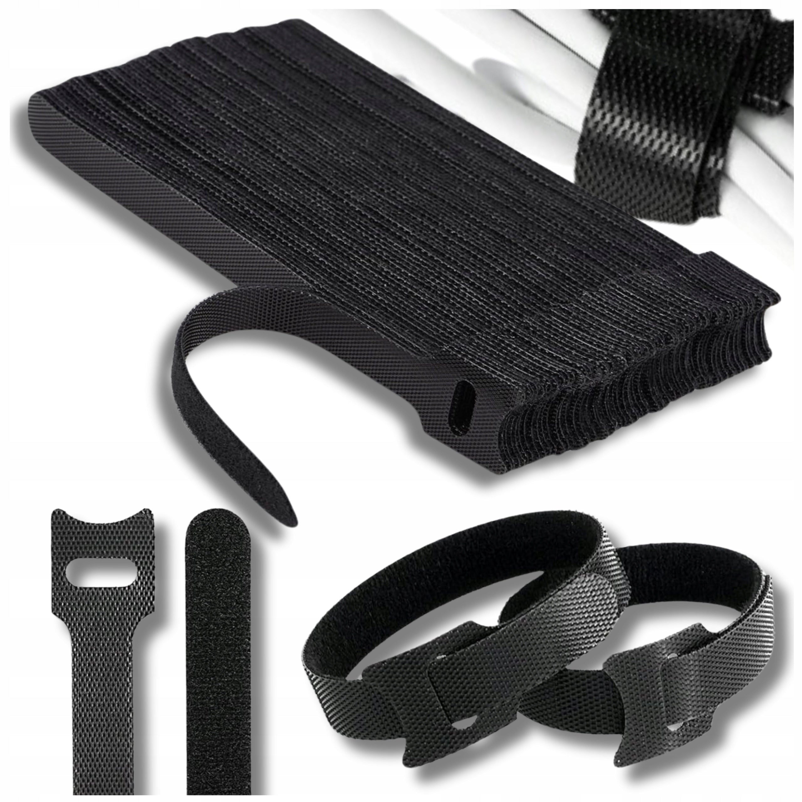 Bands Cable Masking Cover Velcro Black Velcro Tape 40pcs Manufacturer code Opaski zaciskowe rzepowe do spinania kabli