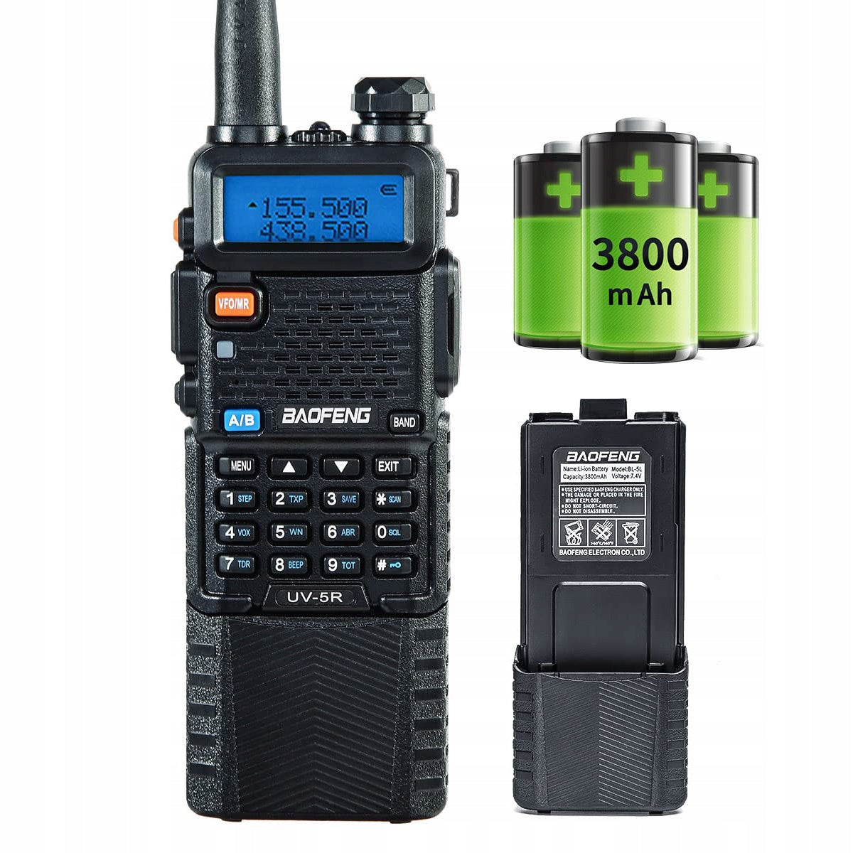 Baofeng UV-5R 8W 3800mAh WALKIE RADIO WALKIE TALKIE SCANNER Manufacturer code Zestaw akumulatorów TYPE-C