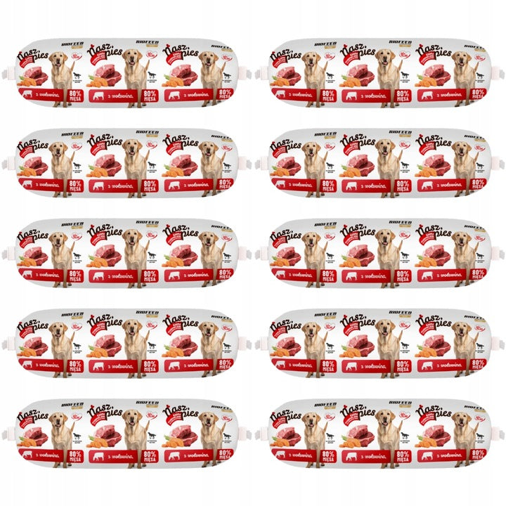 Bar Dog Food Our Dog with Beef 80% Meat 10 x 1000g BioFeed 10kg
