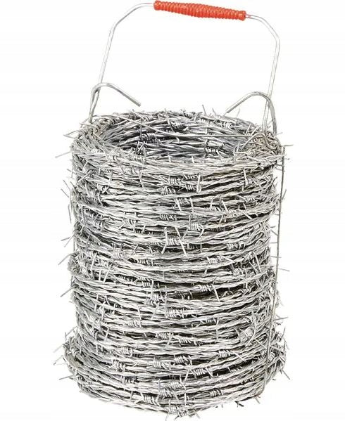 Barbed wire 100m + fence handle galvanized wire 1,7mm 8 spikes per meter