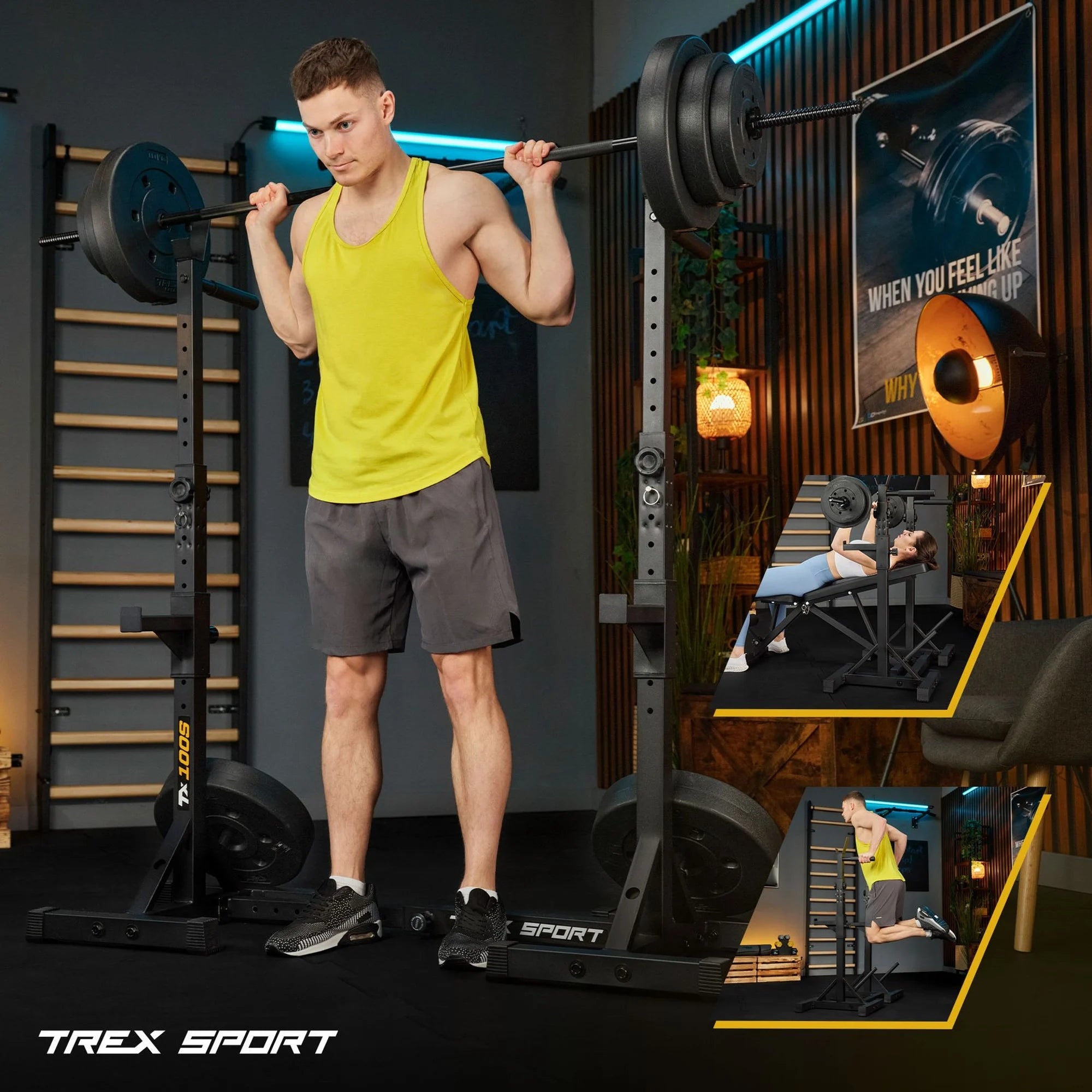 Barbell rack adjustable stands for exercise dips belaying Trex Sport Brand Trex Sport