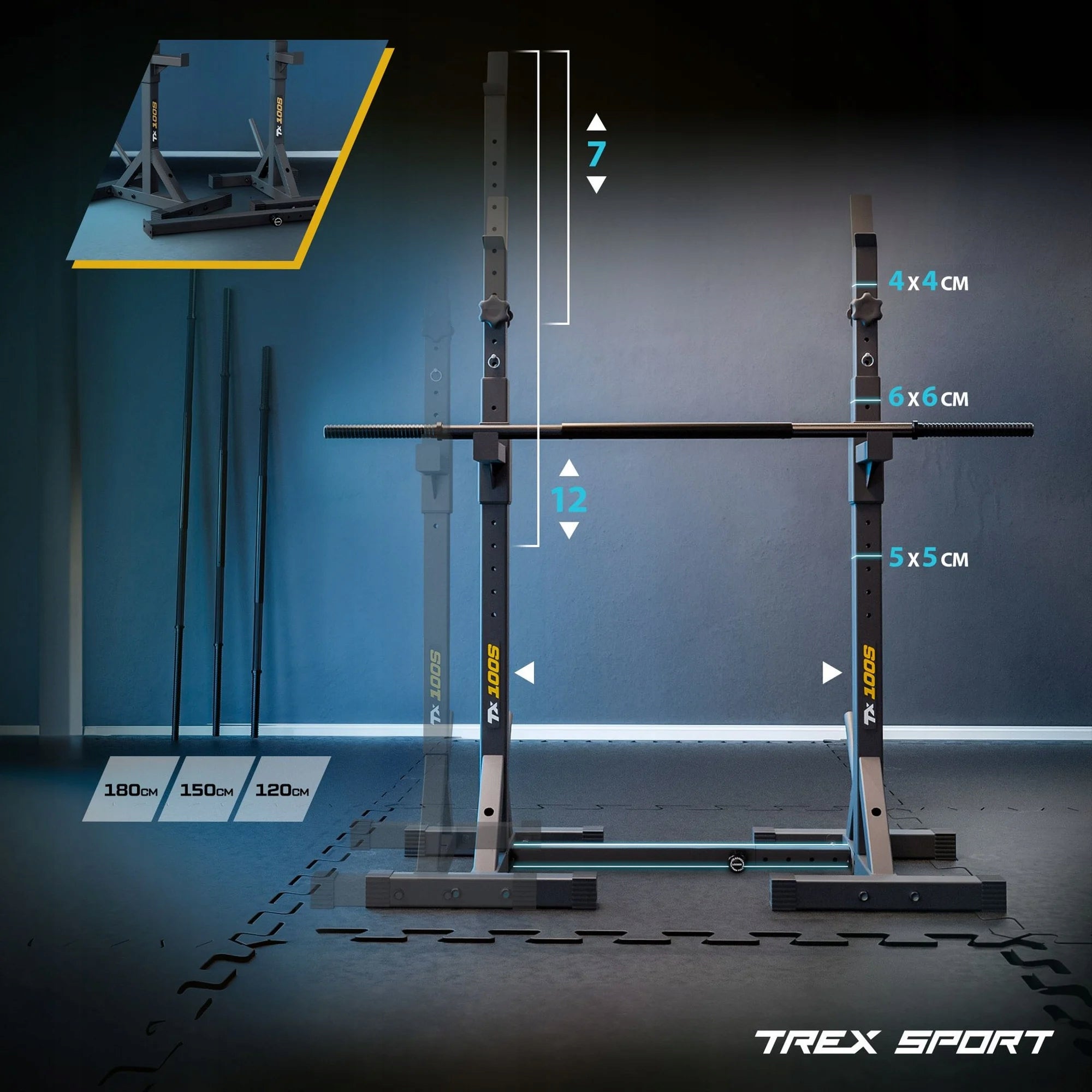 Barbell rack adjustable stands for exercise dips belaying Trex Sport Manufacturer code TX-100S