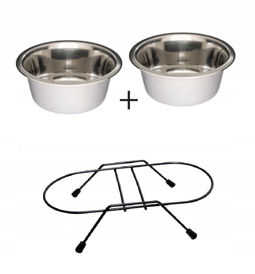 Barry King Stainless Steel Bowls on Stand for Dog and Cat 2 x 2,8l