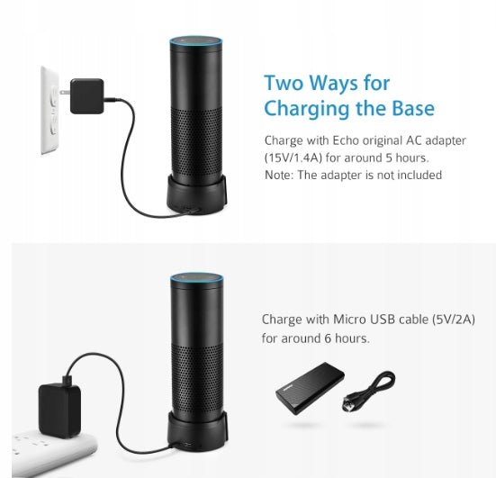 Base Station FOR SPEAKER Amazon ECHO Alexa Batteries included no